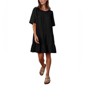 VELVET BY GRAHAM AND SPENCER SZ L MIXED MEDIA KILEY 
MINI DRESS IN BLACK